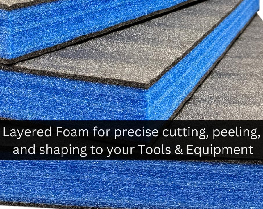 Customizable Tool Box foam organizer | 16"x24"x2.25" - 3 Sheets | Tool Box Foam Organizer | Tool Drawer Organizer | Customizable Foam Insert (Blue)