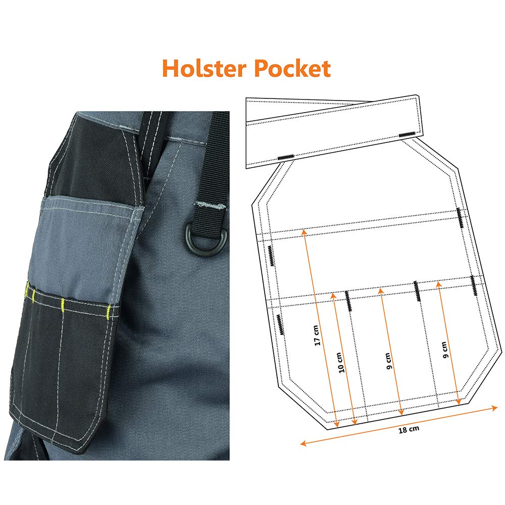 WrightFits Pantalones Cortos de Trabajo con Funda para Hombre - Pantalones Cortos de Verano Cargo de Combate de Seguridad - Múltiples Bolsillos - Triple Costura - Ropa de Trabajo Duradera