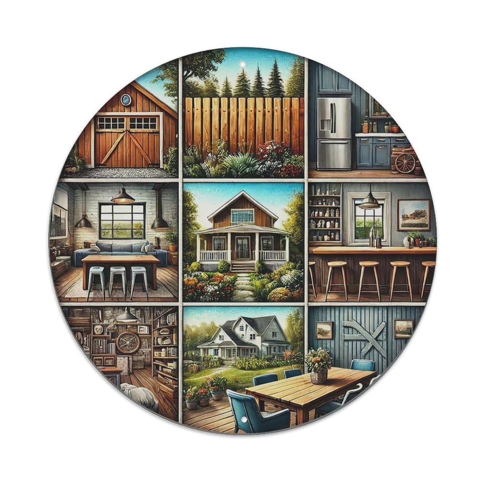 Rustic Cottage Interior Scenes Metal Tin Sign