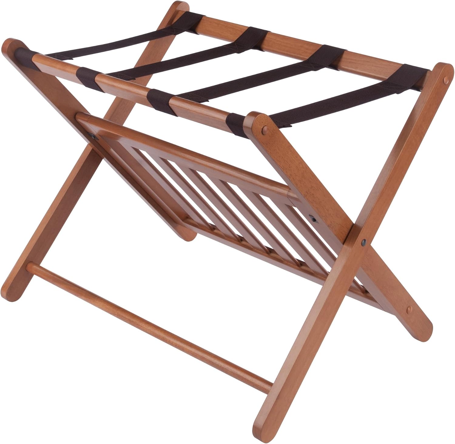 Winsome Reese Luggage Rack with Shelf, for Guest Room, No Assembly, Teak
