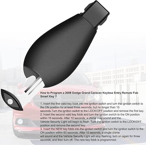 Miniatura 7 de Llavero de repuesto para Chrysler Town and CountryDodge Grand Caravan 2008 2009 2010 2011 2012 2013 2014 2015 2016 coche entrada sin llave remoto