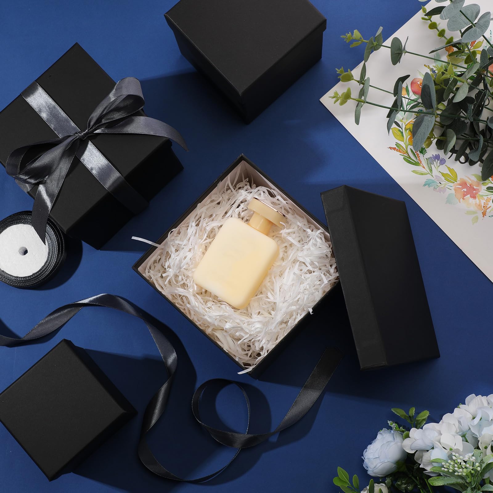 Cholemy 5 cajas de regalo de Navidad con tapa y cinta, 5 tamaños mixtos, cuadrados, anidados, tarjetas de recuerdo de boda, cajas de regalo, cajas de regalo para cumpleaños, dama de honor, boda