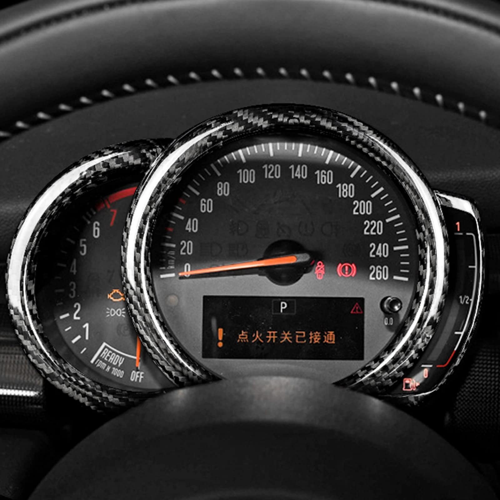 KUNGKIC Pegatina de fibra de carbono para el marco del velocímetro del coche para el Mini Cooper Clubman F54 F55 F56 F57 F60 Countryman Accesorios decorativos