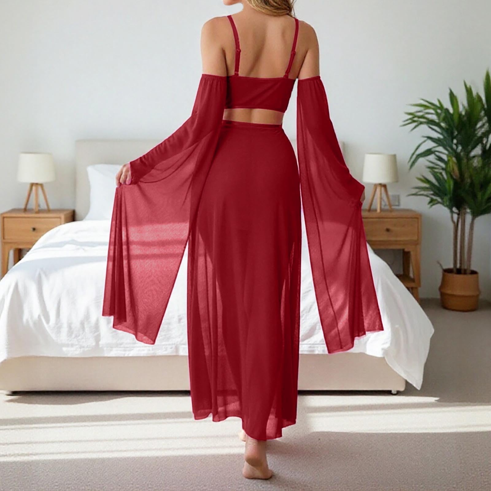 Disfraz Danza del Vientre Vestido Largo Transparente Malla Lentejuelas