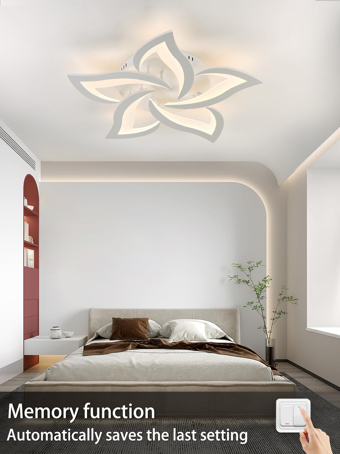 58CM LED Deckenleuchte Wohnzimmer Dimmbar Deckenlampe Blume | Moderne Schlafzimmer Lampe decke Kreis Wohnzimmerlampe mit Fernbedienung 3000K-6000K Weiß Schlafzimmerlampe Esszimmer Küche