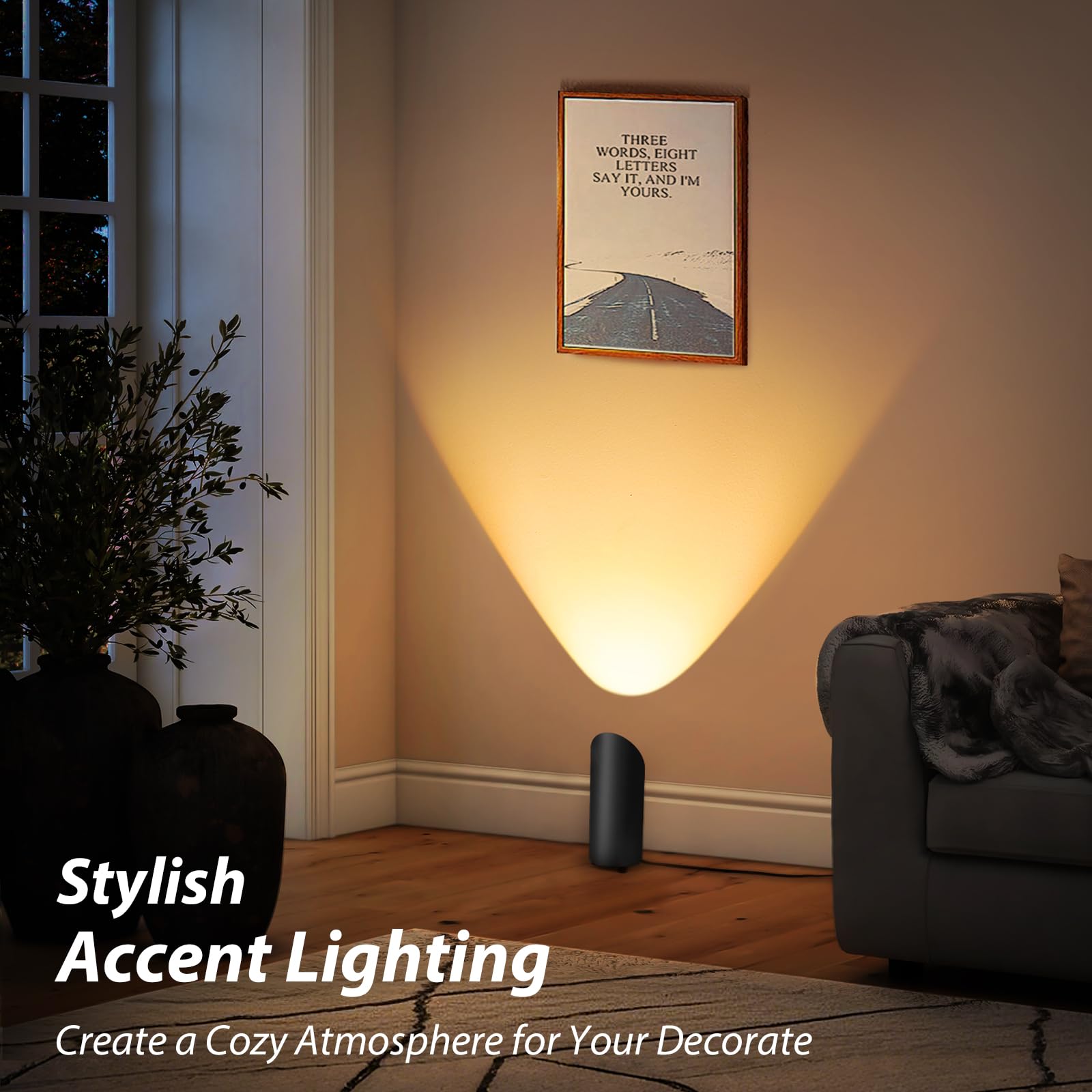 GeyouLux LED uplight spotlight lámpara de pie de aluminio IP44 resistente al agua 6W 600LM, lámpara de pie con interruptor de pie, incl. GU10 lámpara 2700K blanco cálido negro