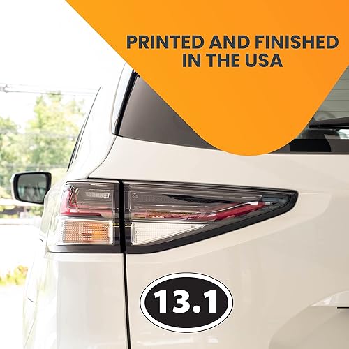 Vista 44 de Magnet Me Up: Calcomanía magnética ovalada negra de 13.1 pulgadas de media maratón, 4 x 6 pulgadas, imán automotriz resistente para automóvil