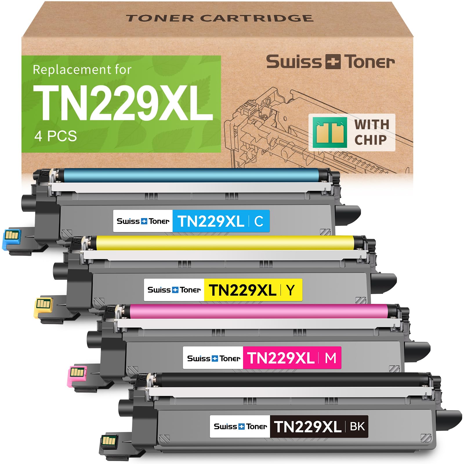 Photo 1 of **2 ARE FACTORY SEALED** TN229XL Toner 4 Pack Comapatible for Brother MFC-L3780CDW