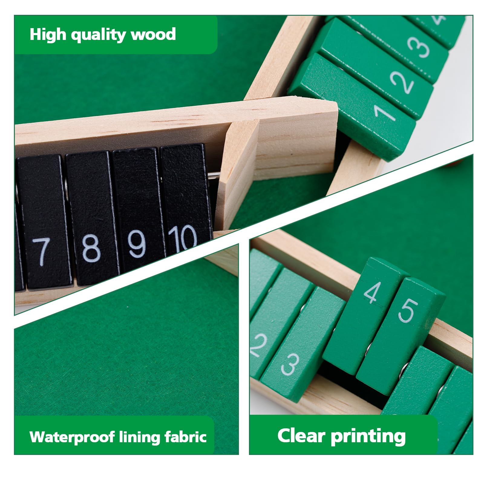 Flero Shut The Box - Set di dadi a 6 giocatori, tattica e gioco di calcolo (multicolore)