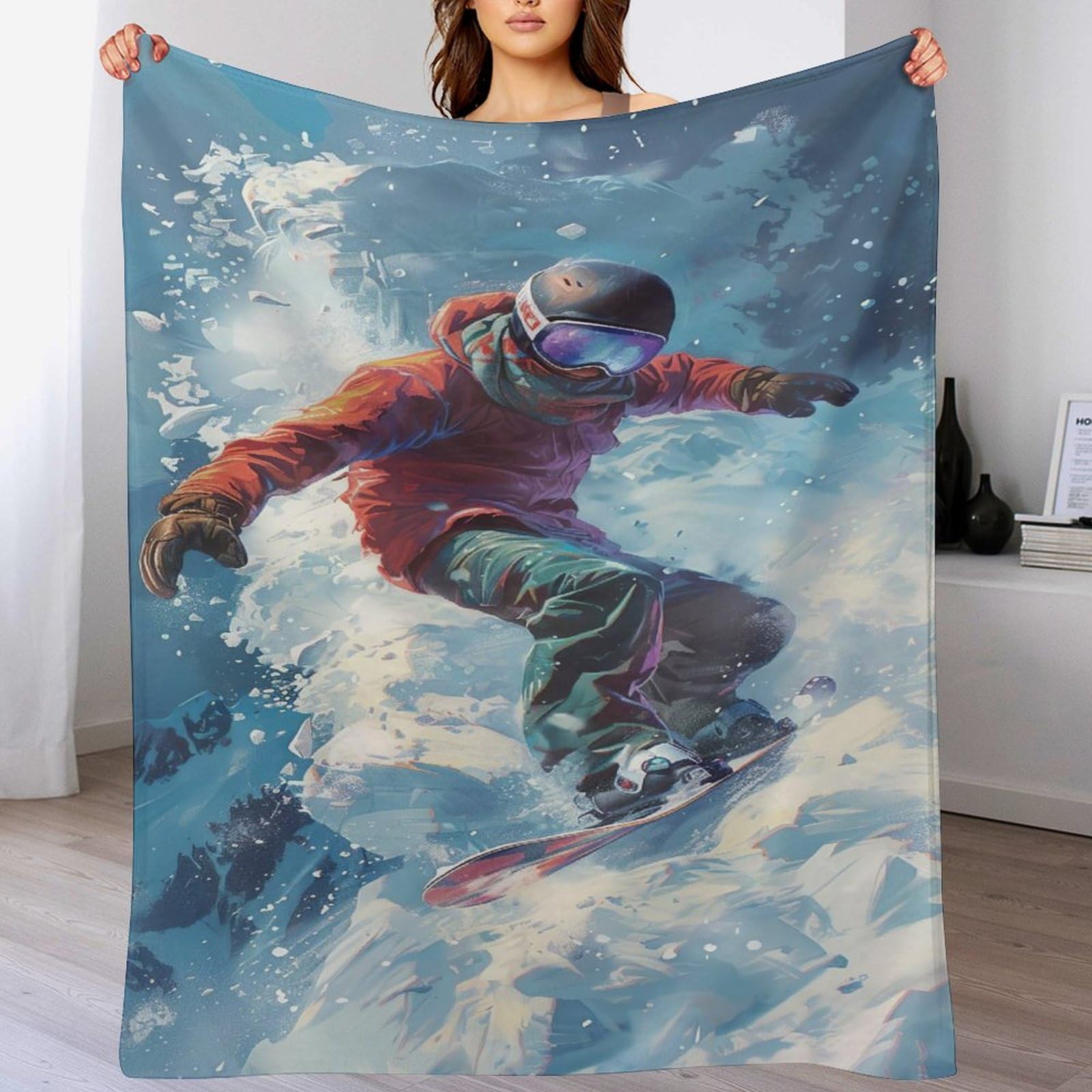 Couverture Snowboard en flanelle, le cadeau parfait pour les passionnés de glisse