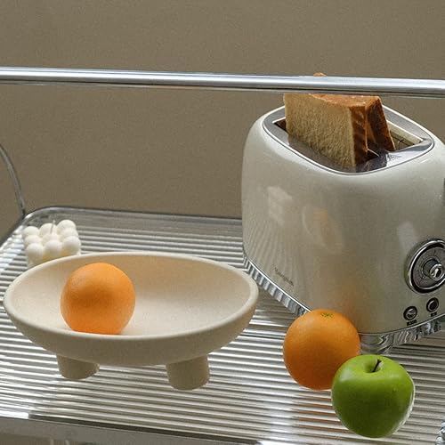 Vista 8 de WENSHUO Frutero de cerámica de tres patas para encimera de cocina, cuenco decorativo para decoración de mesa, cuencos grandes ovalados de 10 Crema