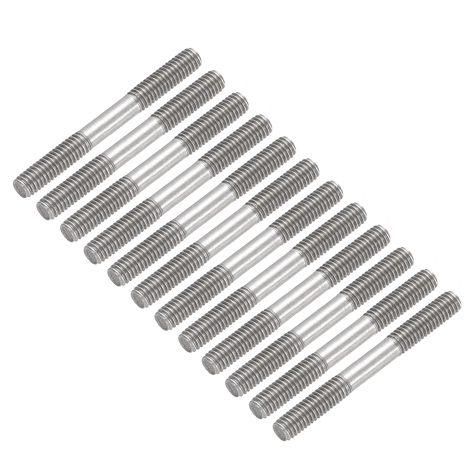 sourcing map 12 Pcs Silver Pushrod Connector Linkage, M3 Threaded Rod 304 Stainless Steel Double End RC Servo Push Rods for RC Airplane Car Boat Helicopter DIY Model Parts, 30mm/1.18"