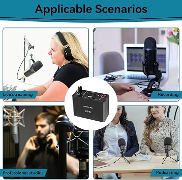 Microphone Preamp, Condenser Microphone Headphone Amplifier Audio Preamplifier Microphone Preamplifier 48v Phantom Power Xlr Output Phantom Power Supply for Any Condenser Mobile Music Equipment, Black