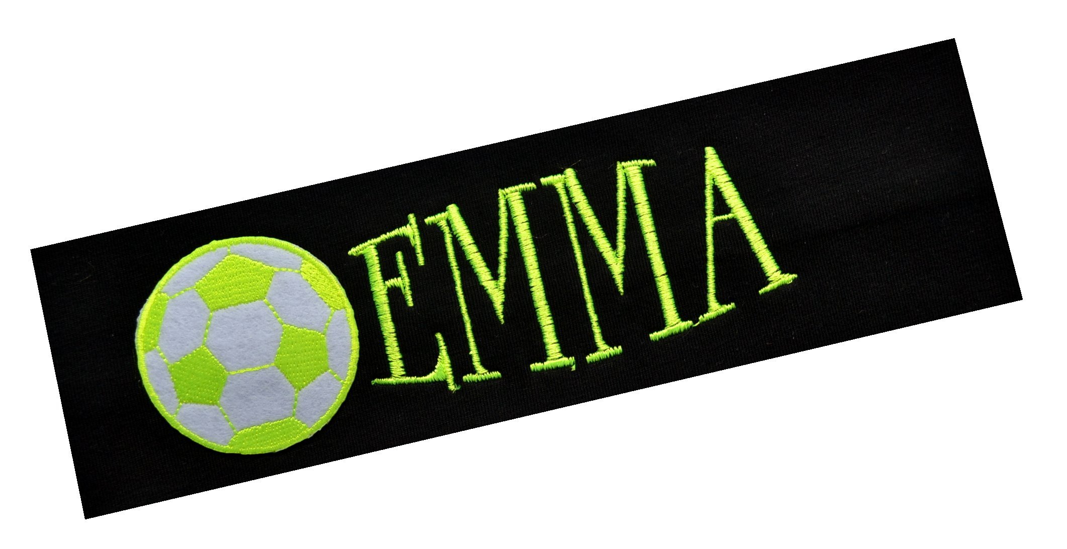 Funny Girl Designs Personalized Monogrammed NEON Soccer Ball Patch Cotton Stretch Headband