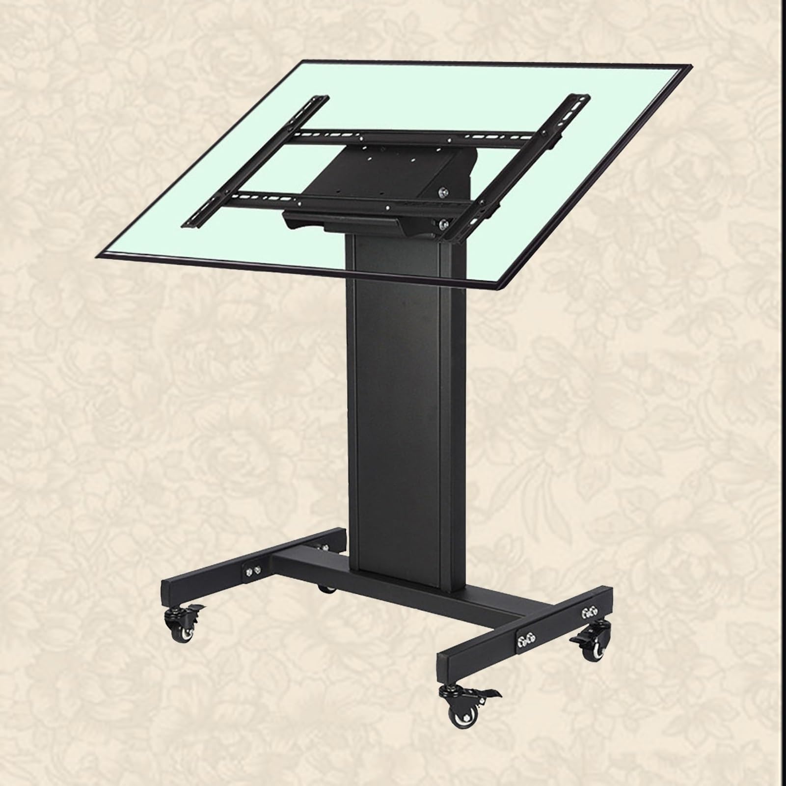 HPTHLY Mobile Tv Cart Stand With Wheels - Conference Room Podium Universal Tv Floor Stand, Height Adjustable Mobile Tv Stand For 32-65 In Tvs, 90°Adjustable Viewing Angle, Max