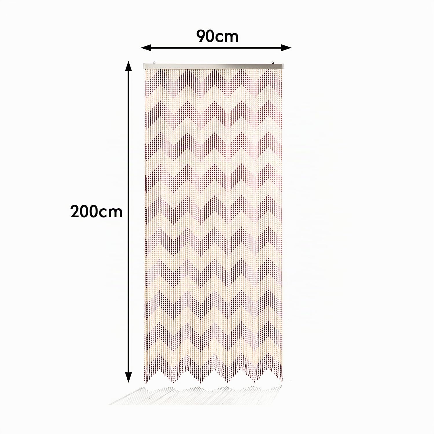 Kobolo Türvorhang ANGOLO, 90x200 cm, 72 Stränge, Perlenvorhang aus Kunststoff in Rotbraun & Beige, dekorativer Fliegenvorhang & Raumteiler für Balkon, Terrasse, Tür oder Innenräume