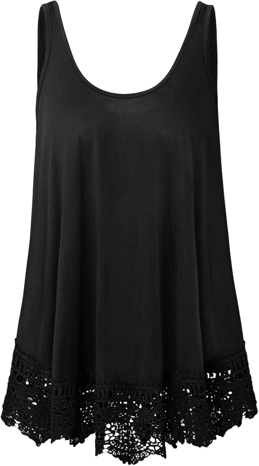 Plus Size Swing Lace Flowy Tank Top for Women at Amazon Women’s ...