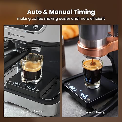 Miniatura 3 de Maestri House - Báscula de café con temporizador, báscula recargable precisa de 4.4 lbs0.00 oz para café expreso y café, báscula digital portátil de