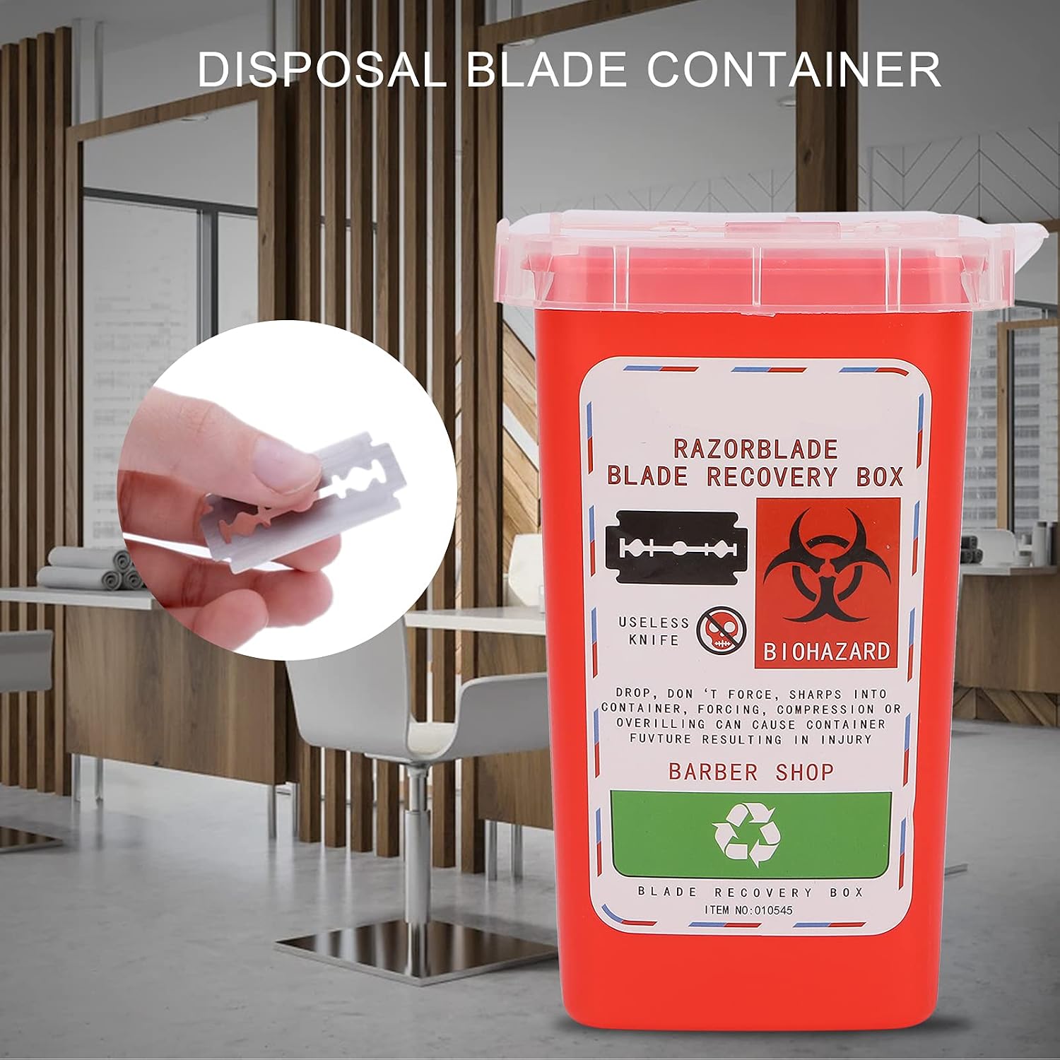 Disposal Container Disposal Blade Container Barbershop Hair Salon Shaving Knife Blade Disposal Collect Box for Home and Professional use(red)