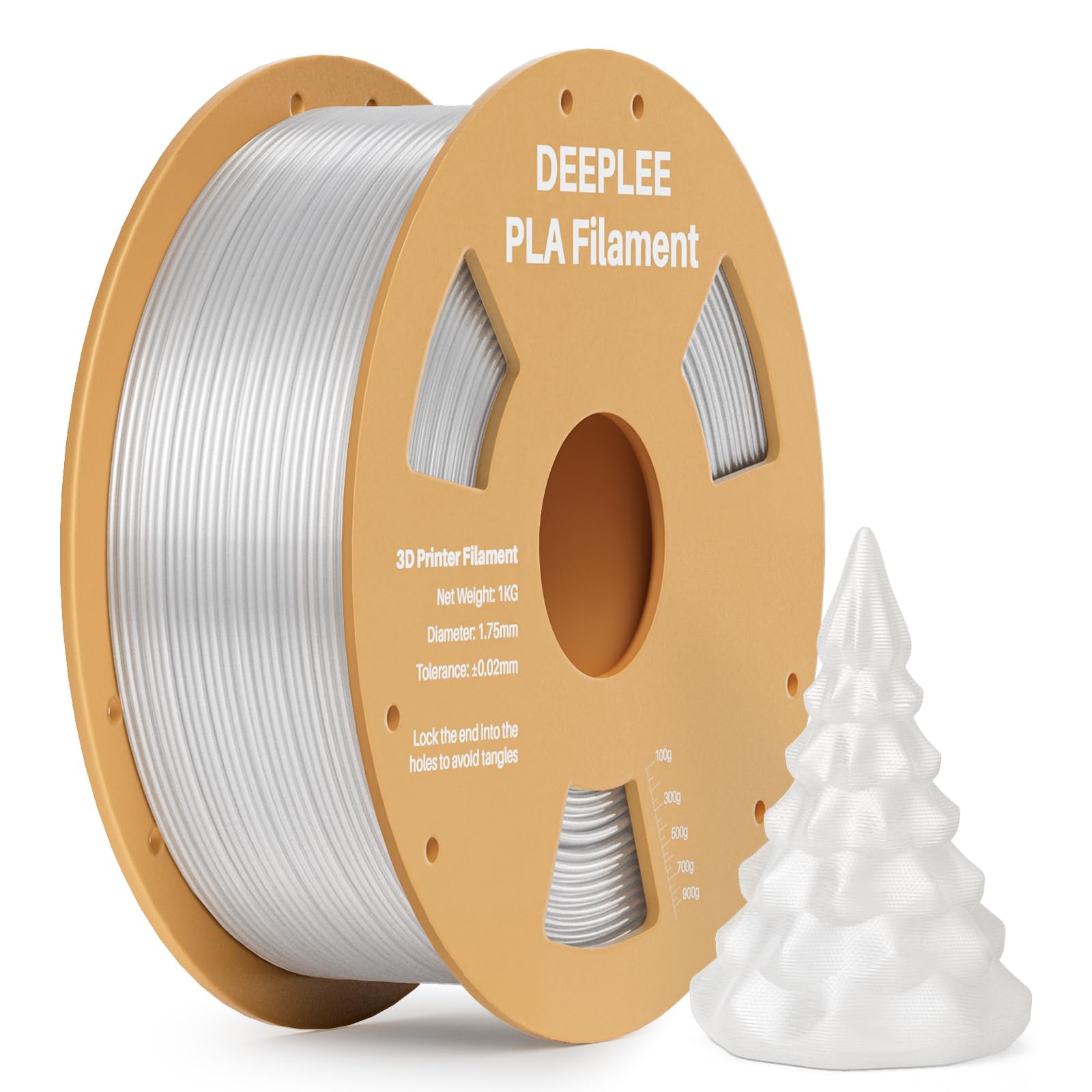 DEEPLEE Filamento PLA 1.75mm, Precisione Dimensionale +/- 0,02 mm, Ferito Ordinatamente,Nessun Intasamento, per la Maggior parte delle Stampanti 3D FDM, 1KG Traslucido