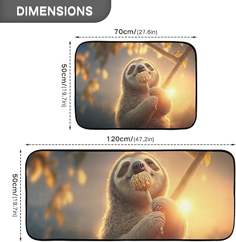 Miniatura 3 de Juego de 2 alfombrillas de cocina con diseño de caramelo de perezoso y acolchadas, absorbentes de agua, antideslizantes, cómodas, para cocina,