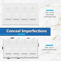 Vista 145 de LIDER LSWP-32M-W10P Placa sin tornillos acabado mate para interruptor, tamaño mediano de 2 segmentos de 4.88 x 4.92", policarbonato termoplástico