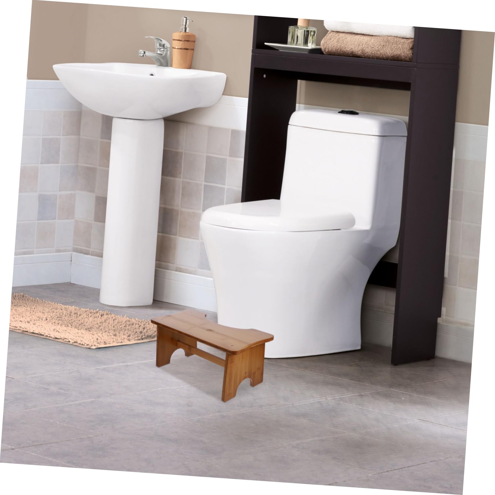 Yardwe Taburete para Inodoro Infantil de Material Sintético Rectangular, Compacto y Fácil de Limpiar, Adecuado para Baño y Niños