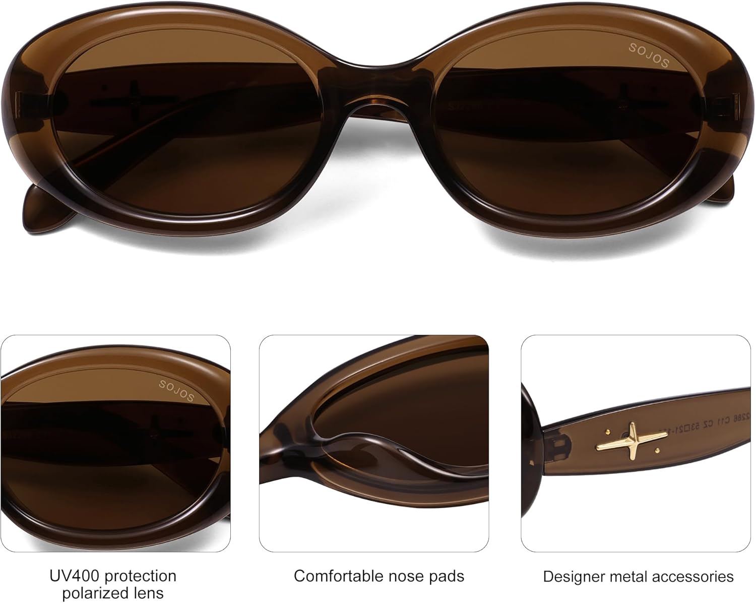 SOJOS Small Retro Oval Polarized Sunglasses for Women Men 90s Vintage UV400 Protection Tiny Sun Glasses SJ2286 - Image 4