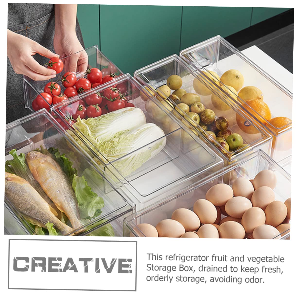 Kühlschrankbox aus Pet, Große Aufbewahrungsbox für Obst und Reste | Stapelbar, Transparentes Design, für Gefrierfach und Küchenschränke, Leicht zu Reinigen