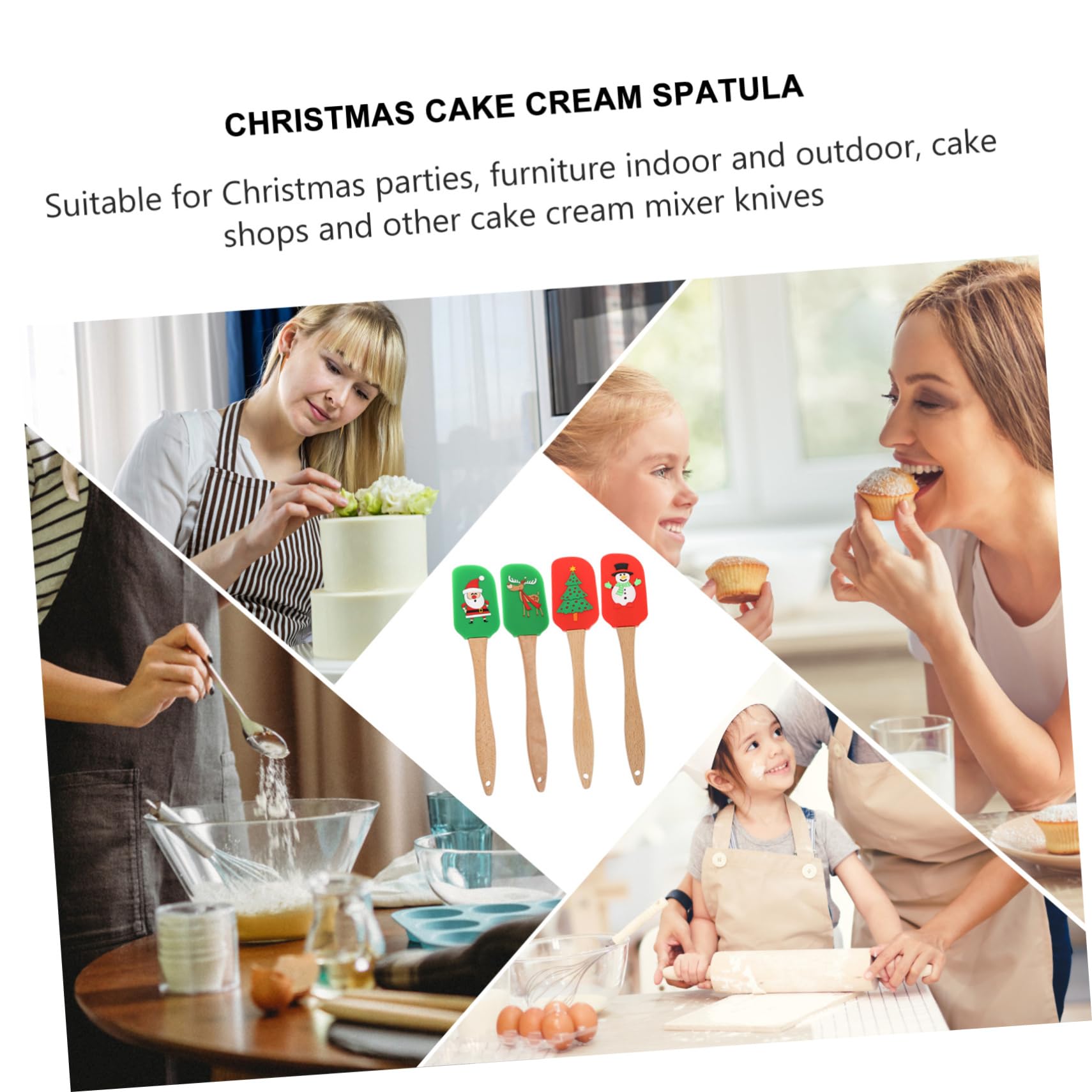 Cabilock Espátula Pastelería Silicona Para Mantequilla Raspador De Silicona De 4 Piezas Espátula Para Tartas Color Crema Herramientas De Para Hornear