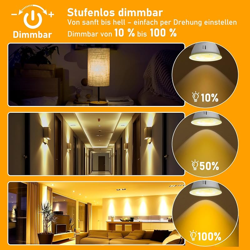 Jaenmsa GU10 LED izzó 5W 500LM dimmelhető 3 színhőmérséklet 2700K-6000K 6db