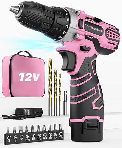 Avvitatore a Batteria 20V, Trapano Avvitatore Batteria 42Nm Max, 2 Velocità, 25+1...