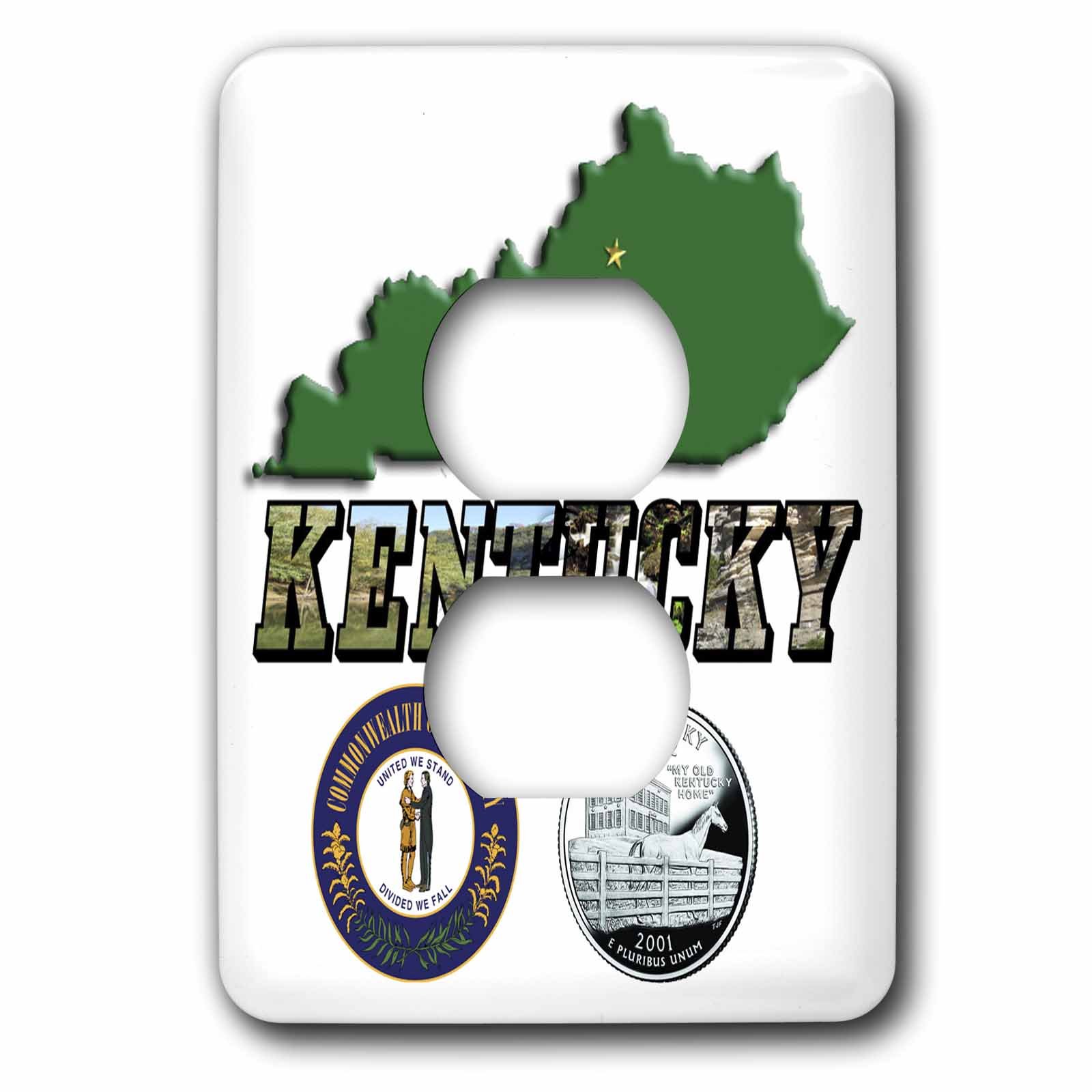 Plaque de prise double Kentucky 3dRose pour remplacer vos caches électriques