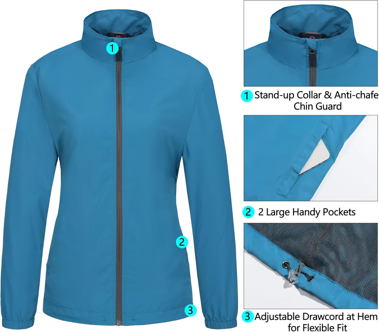 Little Donkey Andy Women's Lightweight Windbreaker Jacket Breathable Windproof Jacket Hiking Running Golf UPF50+ - Image 6