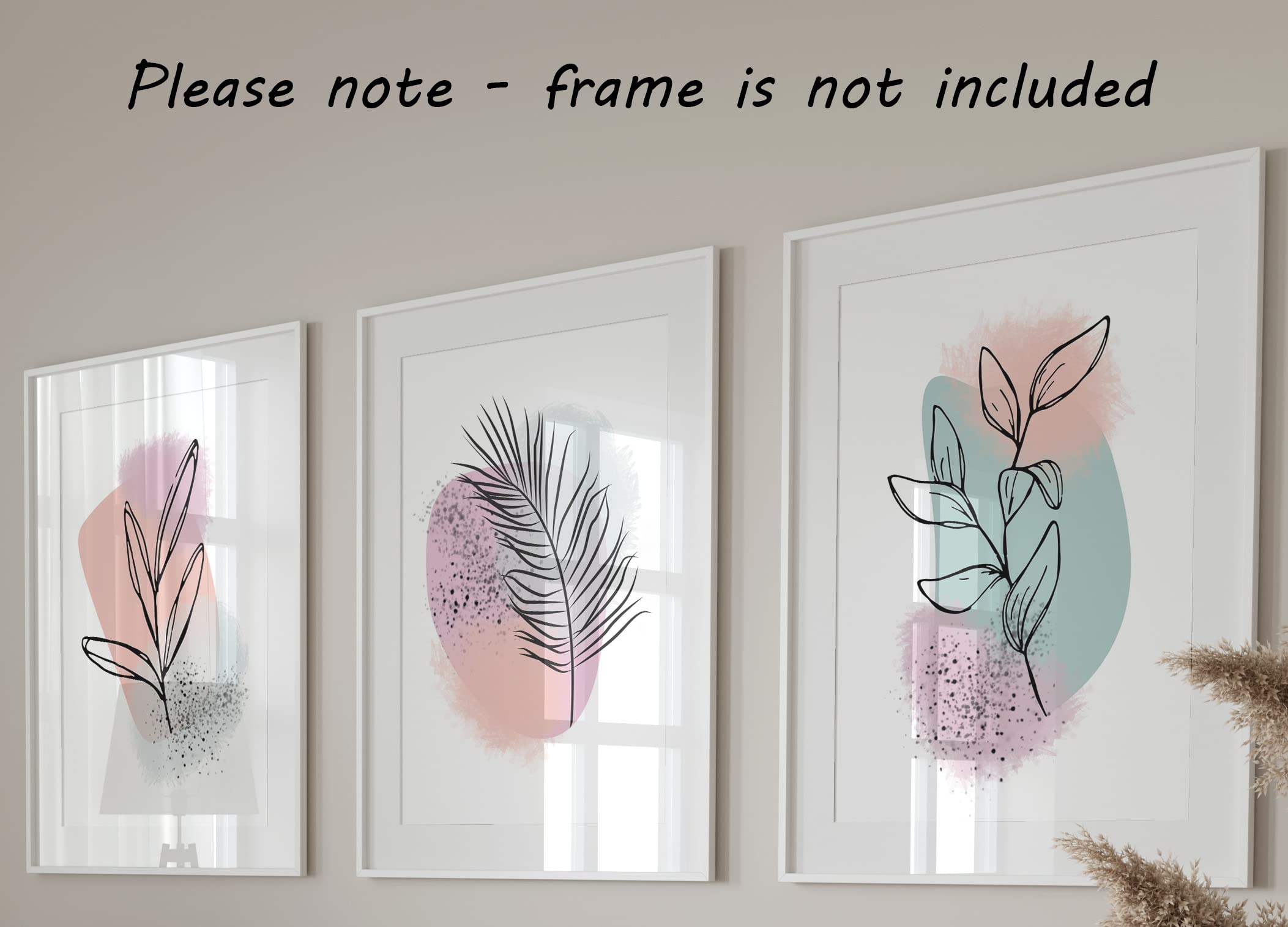 Botanical Sunset Plant Wall Art Set of 3 Unframed Prints, Abstract Tropical Plant Decor - Image 4