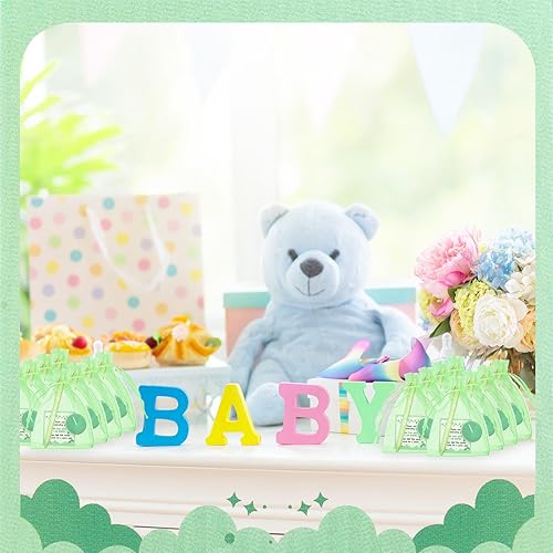 Miniatura 5 de Ctosree 50 juegos de regalos de baby shower para invitados, 50 velas de té, 50 unidades, etiqueta de agradecimiento, 50 bolsas de gasa con cordón,