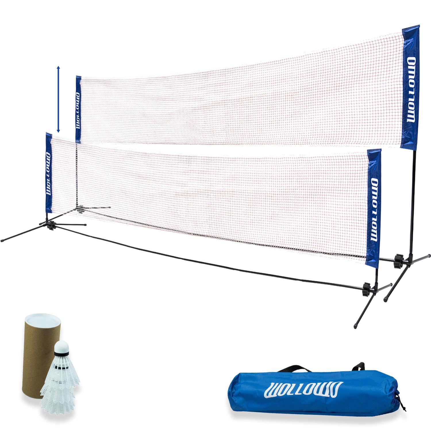 Wollowo 4m Foldable Portable Badminton Volleyball Net Frame Stand, FREE Shuttlecocks and Carry Bag