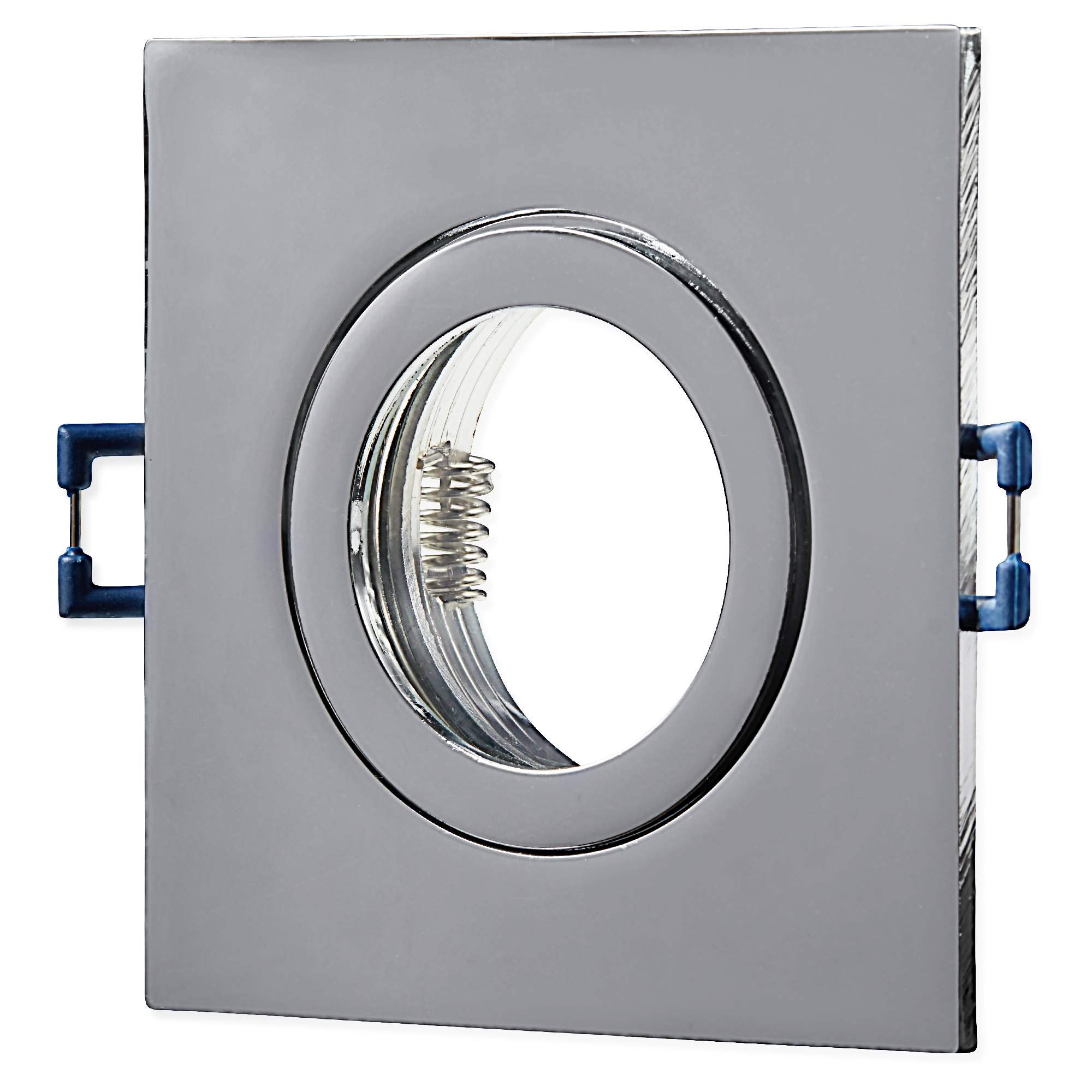 Juego de 6 focos LED empotrables IP44, cromados, rectangulares, 9 W, blanco cálido, 230 V, GU10, para baño, ducha, exterior, como plafón de techo, empotrable, 60 mm