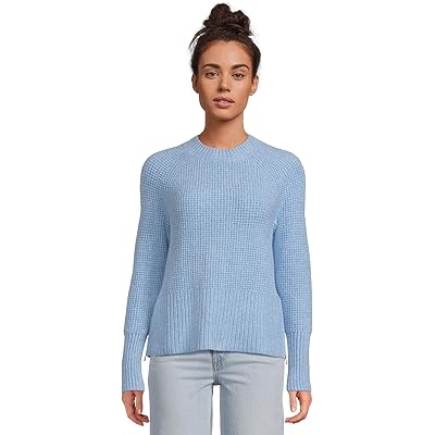 L.L.Bean Supersoft Waffle Sweater Crewneck blue aster heather