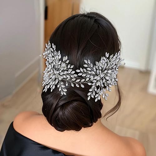 Miniatura 10 de LOVFOIVER Tocado de novia con diamantes de imitación para bodas, accesorios de cristal para el cabello de boda para novias y damas de honor