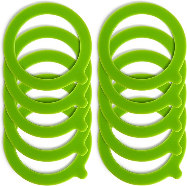 Spesh 10 Pcs Silicone Jar Seals Replacement 93x68mm Airtight Jar Lids and Rubber Seals for Kilner Jars Mason Jars 0.35/0.5/1/1.5/2 Litre(Green)
