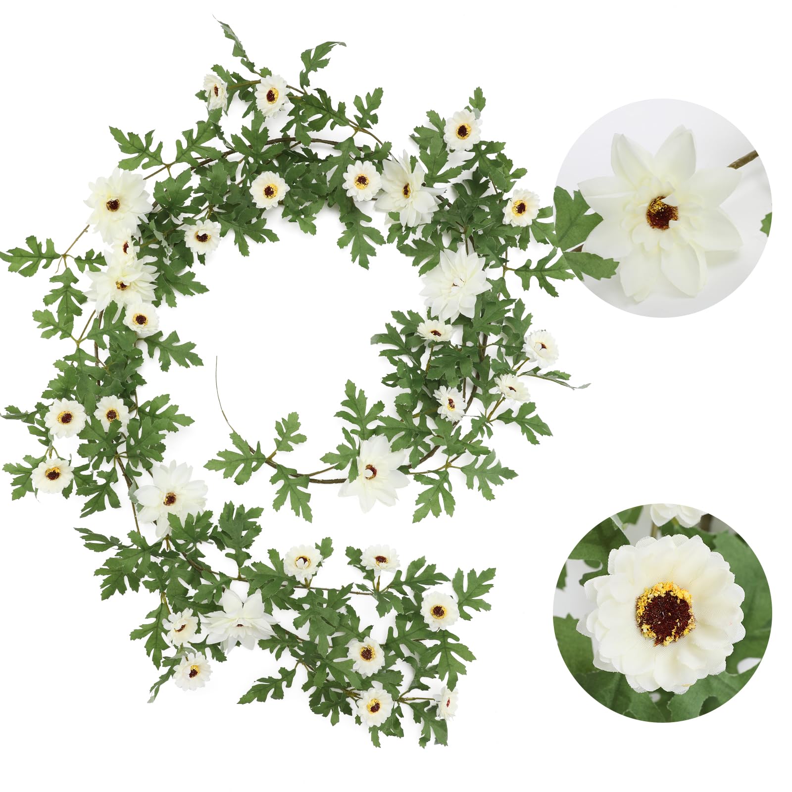 Künstliche Blumengirlande 5,8ft / 175 Cm – Seidenblumen Dahlie, Für Hochzeit & Deko