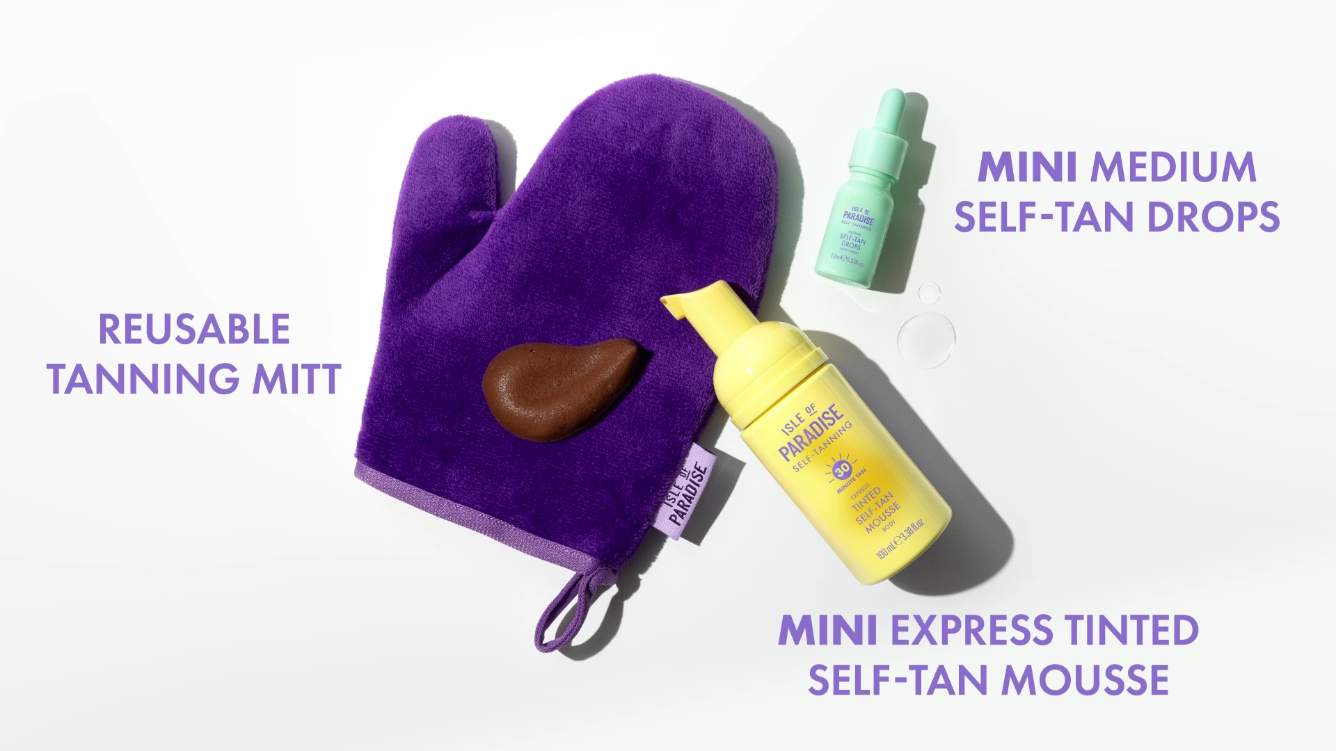 Isle of Paradise Bronzed Bestsellers 3 Piece Self-Tanning Set, Medium Self-Tan Drops, Express Tinted Self-Tan Mousse, Streak-Free Tanner, Hydrating Formula with Hyaluronic Acid & Niacinamide