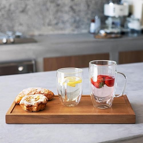 Miniatura 5 de Juego de 2 tazas de café de vidrio de doble pared con asa, tazas de café de capa aislada, tazas de vidrio borosilicato transparente, perfectas para