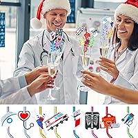 Vista 6 de Eaasty 24 pajitas de plástico reutilizables para enfermeras, para enfermeras, médicos, para matronas, farmacéuticos, para la semana de Huc