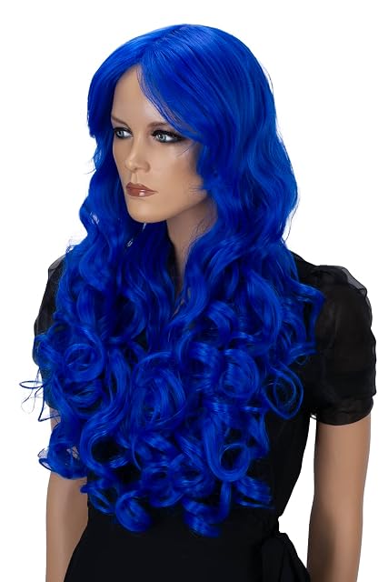 Foto 2 de 6 de CAISHA Peluca De Pelo Extra Largo De 80cm Peluca De Fiesta De Cosplay Voluminosa Wig Azul CP4