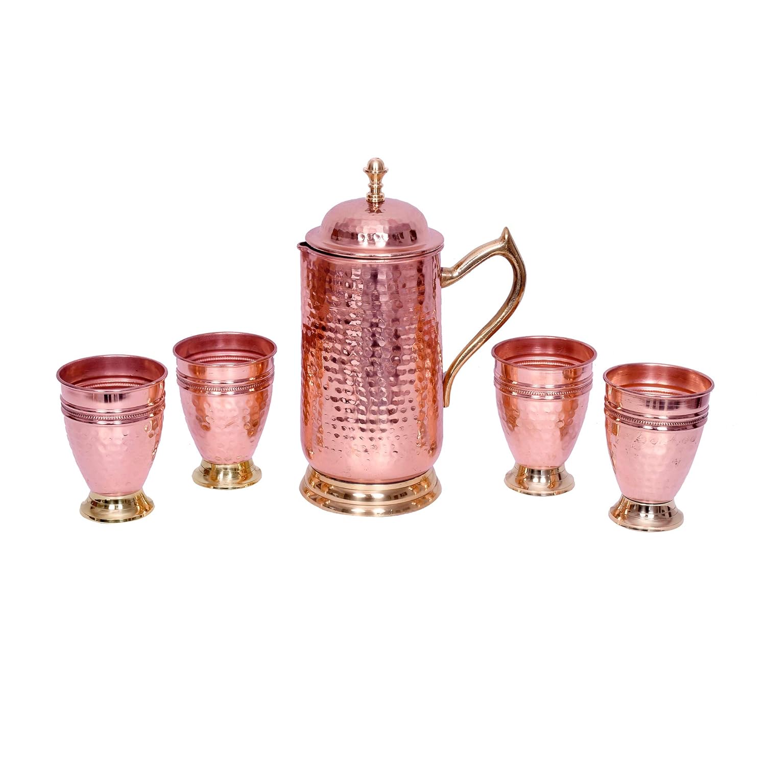 Buy LotusFeet Spirituality Copper Hammered Nepali Design Water Jug Set