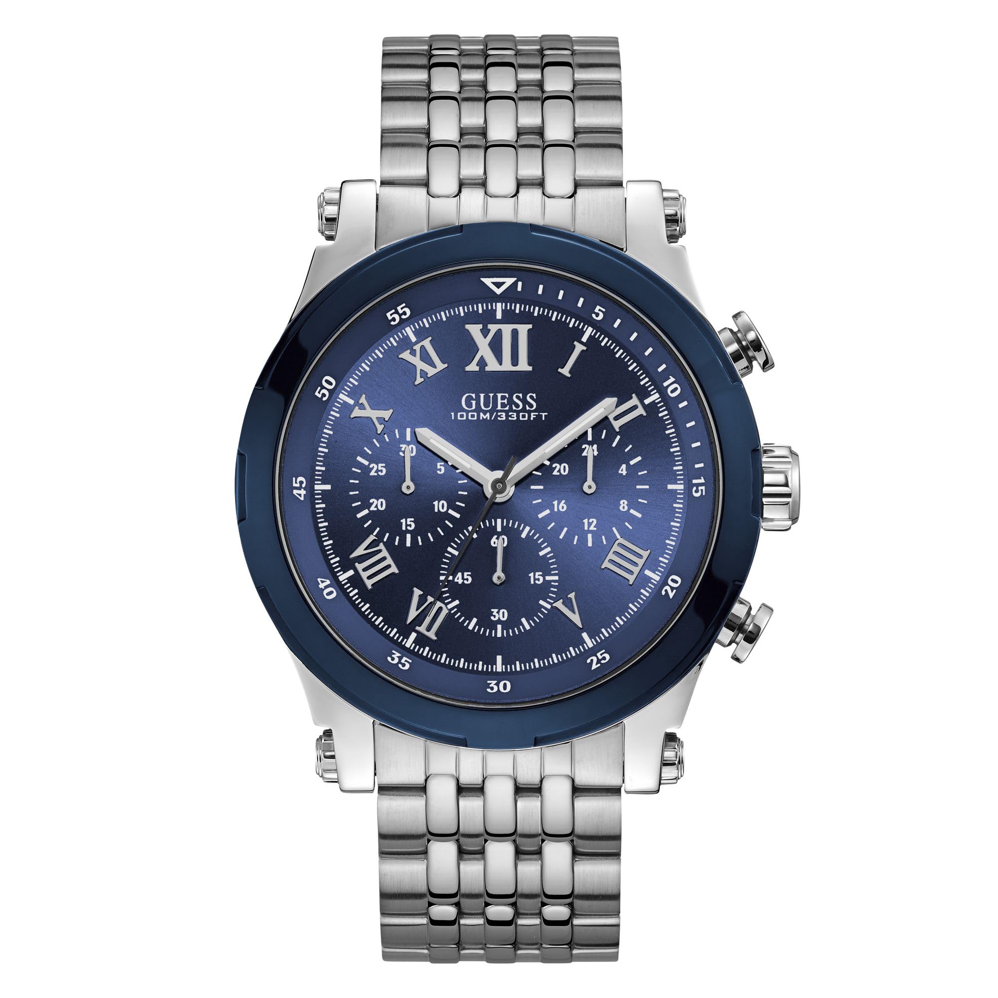 GUESS Men Blue Round Stainless Steel Dial Analog Watch-U1104G3M (B0BLQW53DR) Amazon Price History, Amazon Price Tracker