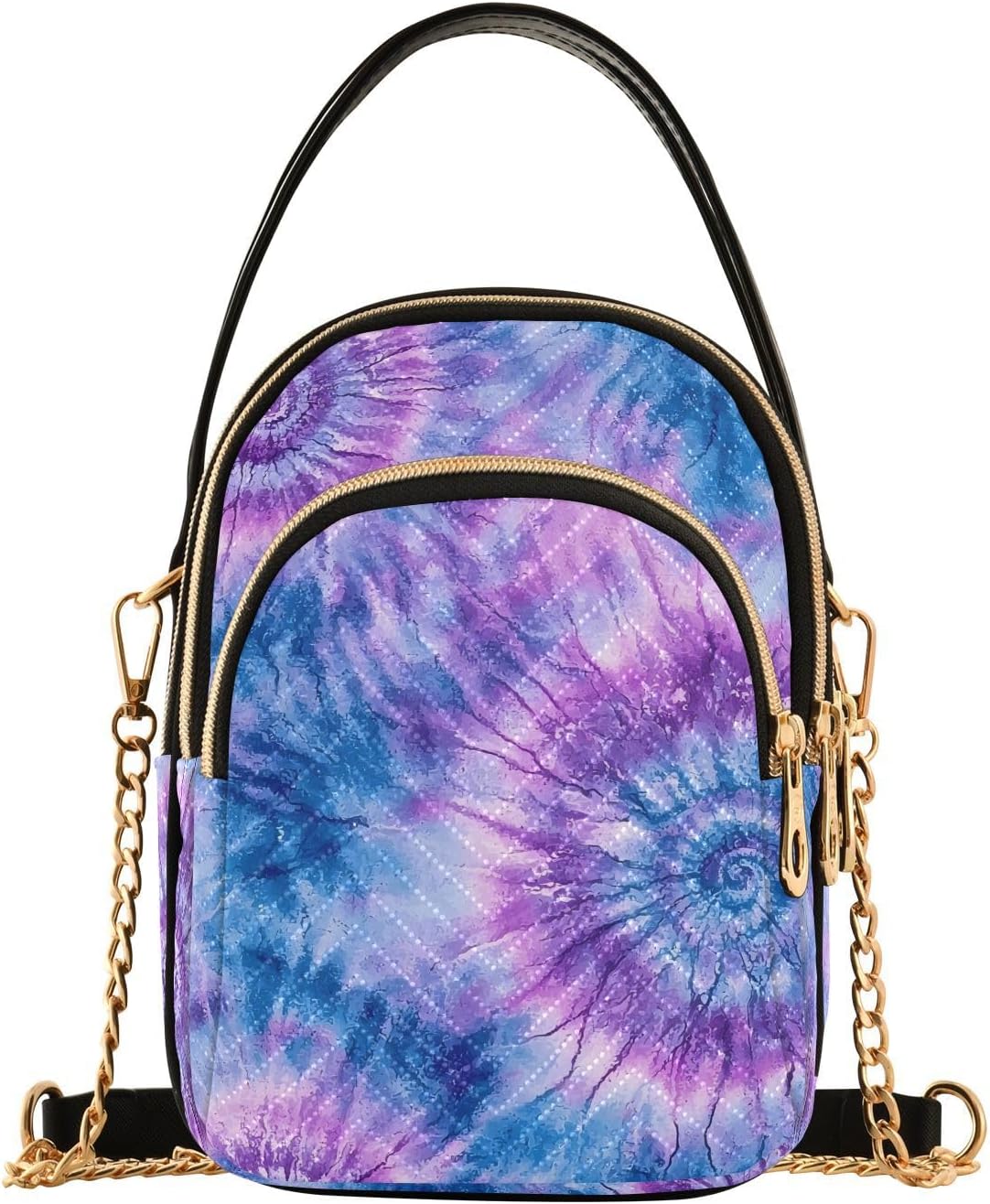 Small Crossbody Bags for Women Blue Tie Dye Quilted Shoulder Handbag Cell Phone Cross Body Purses Travel Wallet Bag