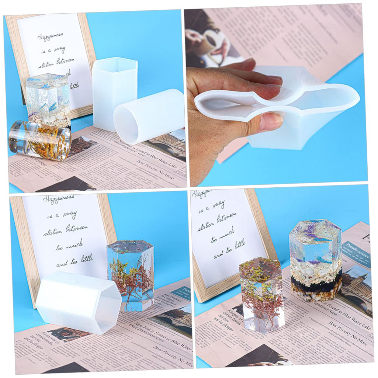 4 Piezas Molde Hexagonal de Silicona, Reutilizable para Velas Diy